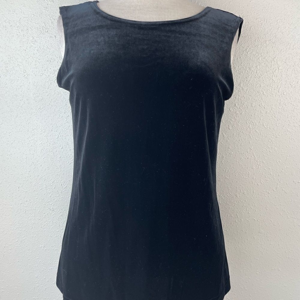 EUC Miles K. By Ronda Womens Black Velour Top Size 10